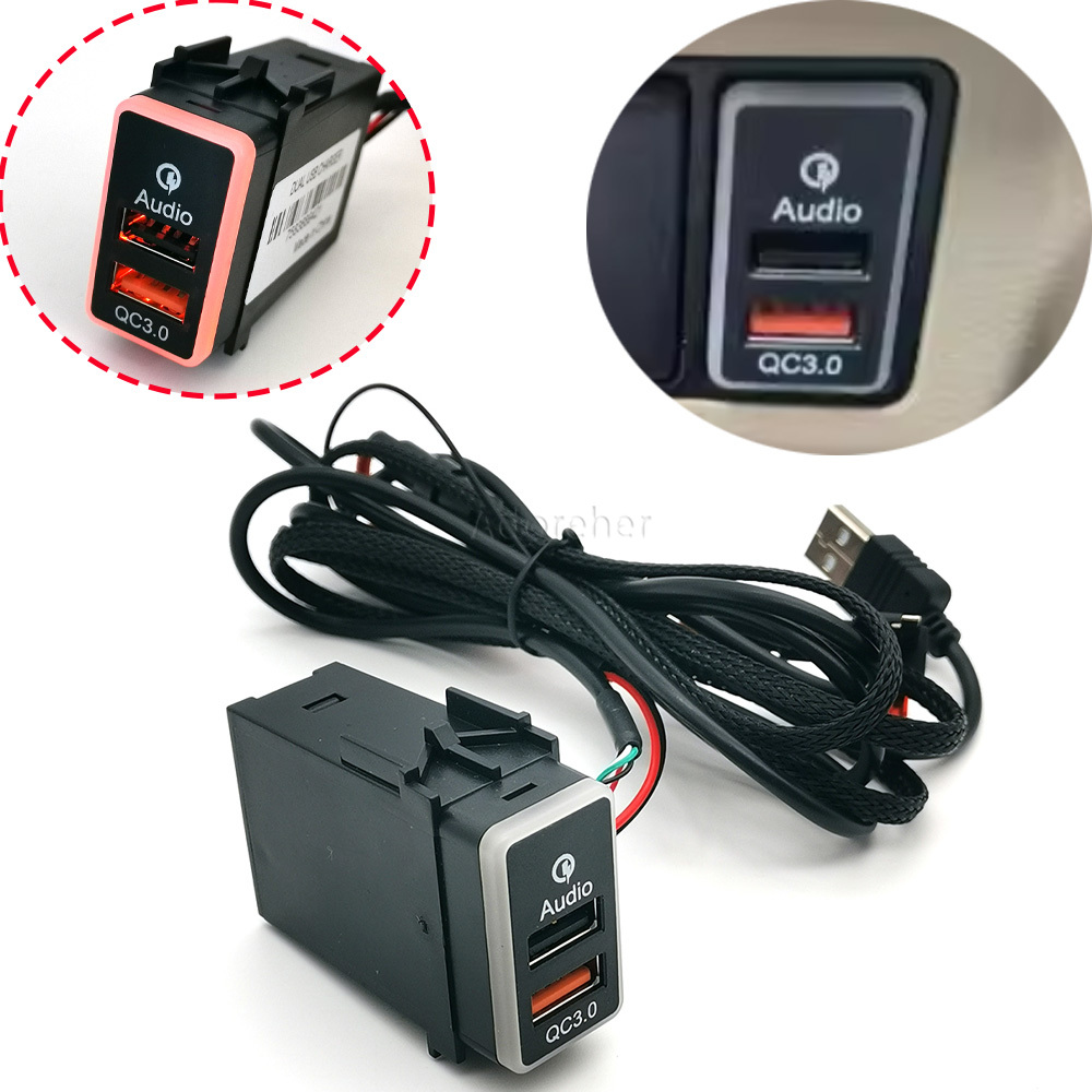 Car Accessories Nissan Xtrail - محول شحن USB مزدوج QC3.0 للسيارة